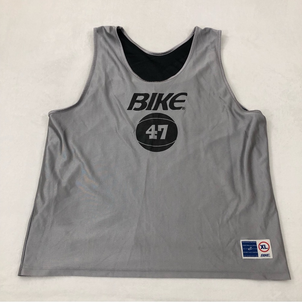 Vintage Bike #47 Reversible Silver & Black Mesh Basketball Jersey Mens Size XL